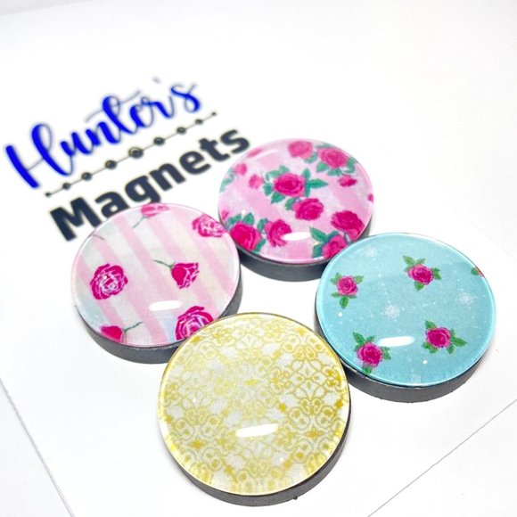 Set of 4 Magnets - Shabby Chic 3 Glass Refrigerator Kitchen Whiteboard - Picture 2 of 3